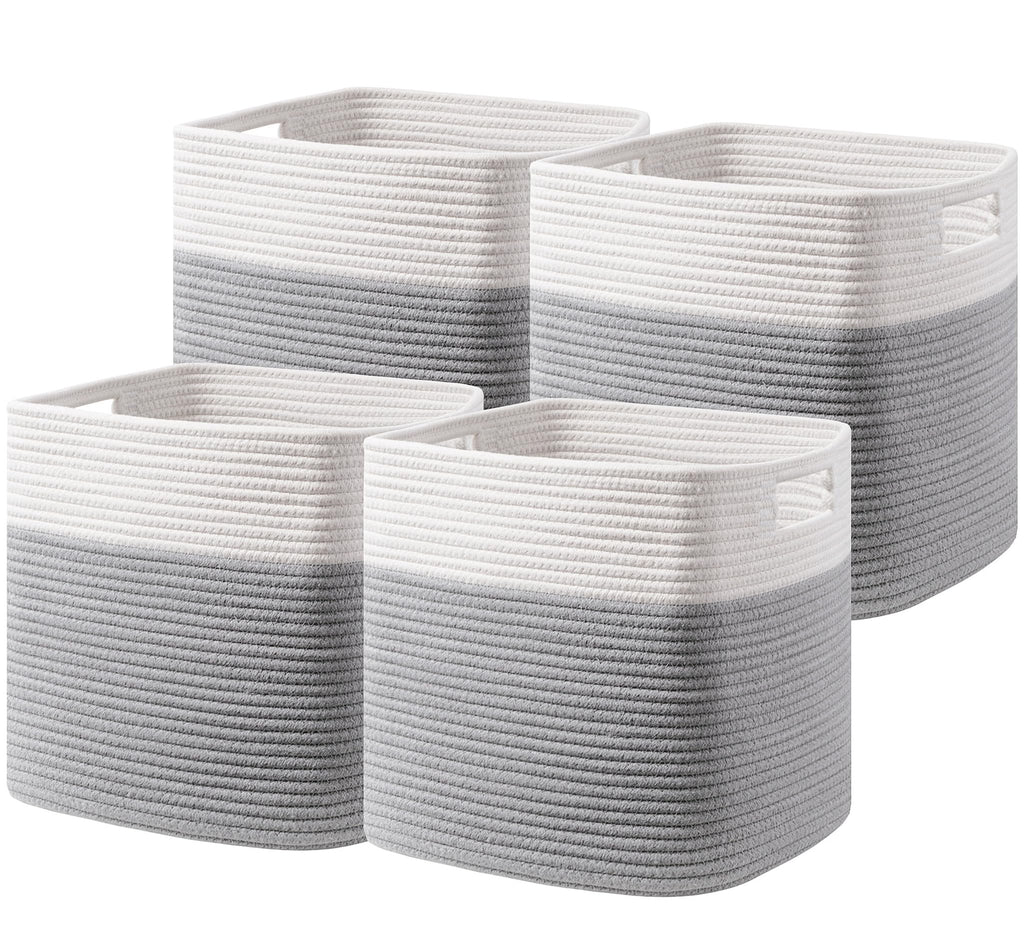 UBBCARE Storage Cubes 11 Inch, Cotton Rope Woven Baskets for Organizing, Cube Storage Bin for Baby Nursery, 2-Pack Square Toy Storage Baskets for Shleves Organizer, Closet, Kidsroom, Beige