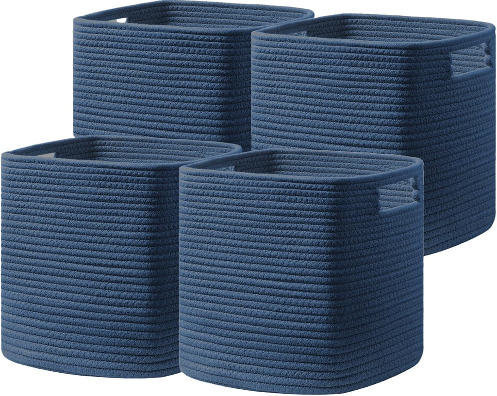 UBBCARE Storage Cubes 11 Inch, Cotton Rope Woven Baskets for Organizing, Cube Storage Bin for Baby Nursery, 2-Pack Square Toy Storage Baskets for Shleves Organizer, Closet, Kidsroom, Beige