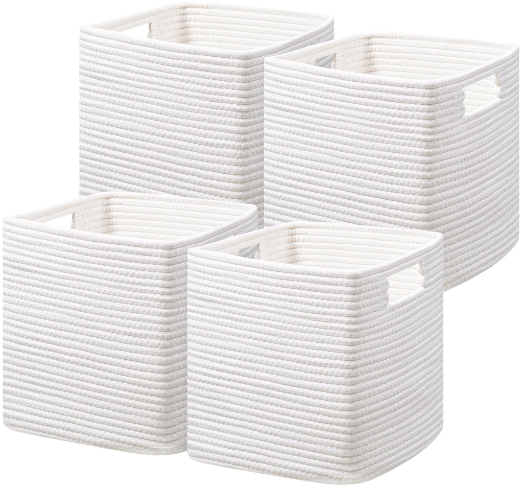 UBBCARE Storage Cubes 11 Inch, Cotton Rope Woven Baskets for Organizing, Cube Storage Bin for Baby Nursery, 2-Pack Square Toy Storage Baskets for Shleves Organizer, Closet, Kidsroom, Beige