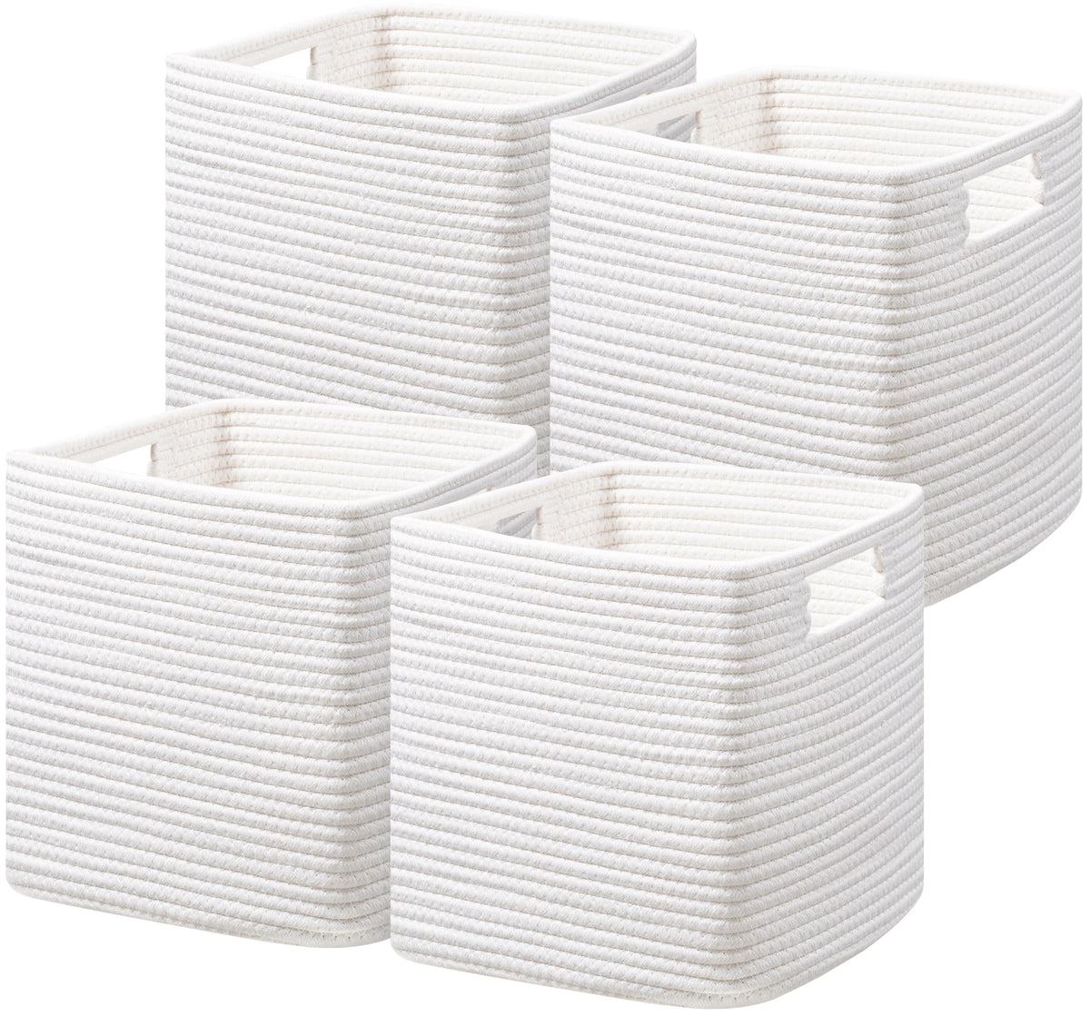 UBBCARE Storage Cubes 11 Inch, Cotton Rope Woven Baskets for Organizing, Cube Storage Bin for Baby Nursery, 2-Pack Square Toy Storage Baskets for Shleves Organizer, Closet, Kidsroom, Beige