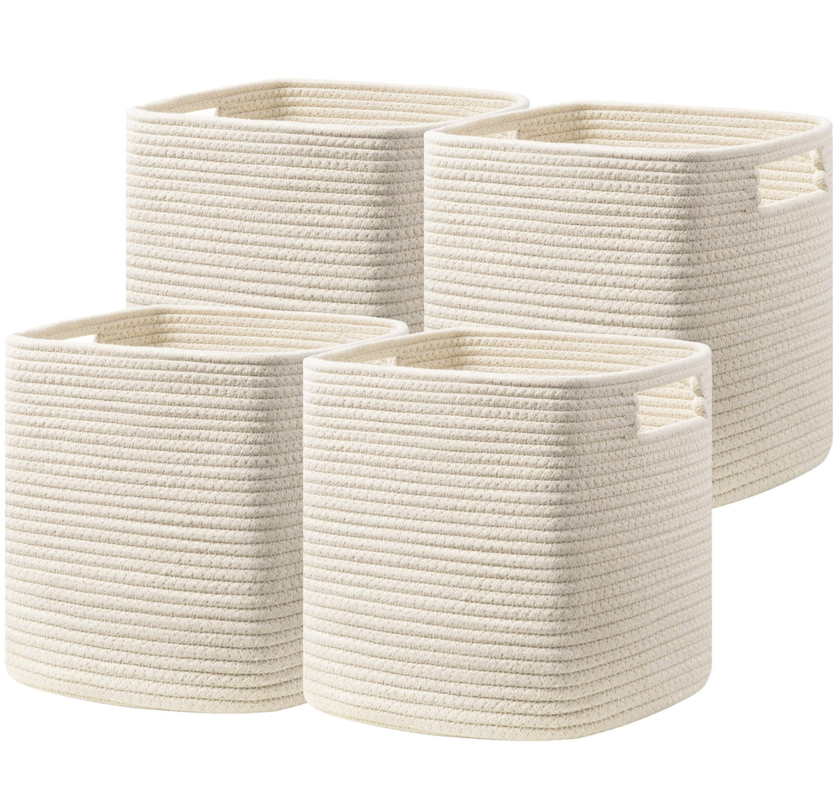 UBBCARE Storage Cubes 11 Inch, Cotton Rope Woven Baskets for Organizing, Cube Storage Bin for Baby Nursery, 2-Pack Square Toy Storage Baskets for Shleves Organizer, Closet, Kidsroom, Beige