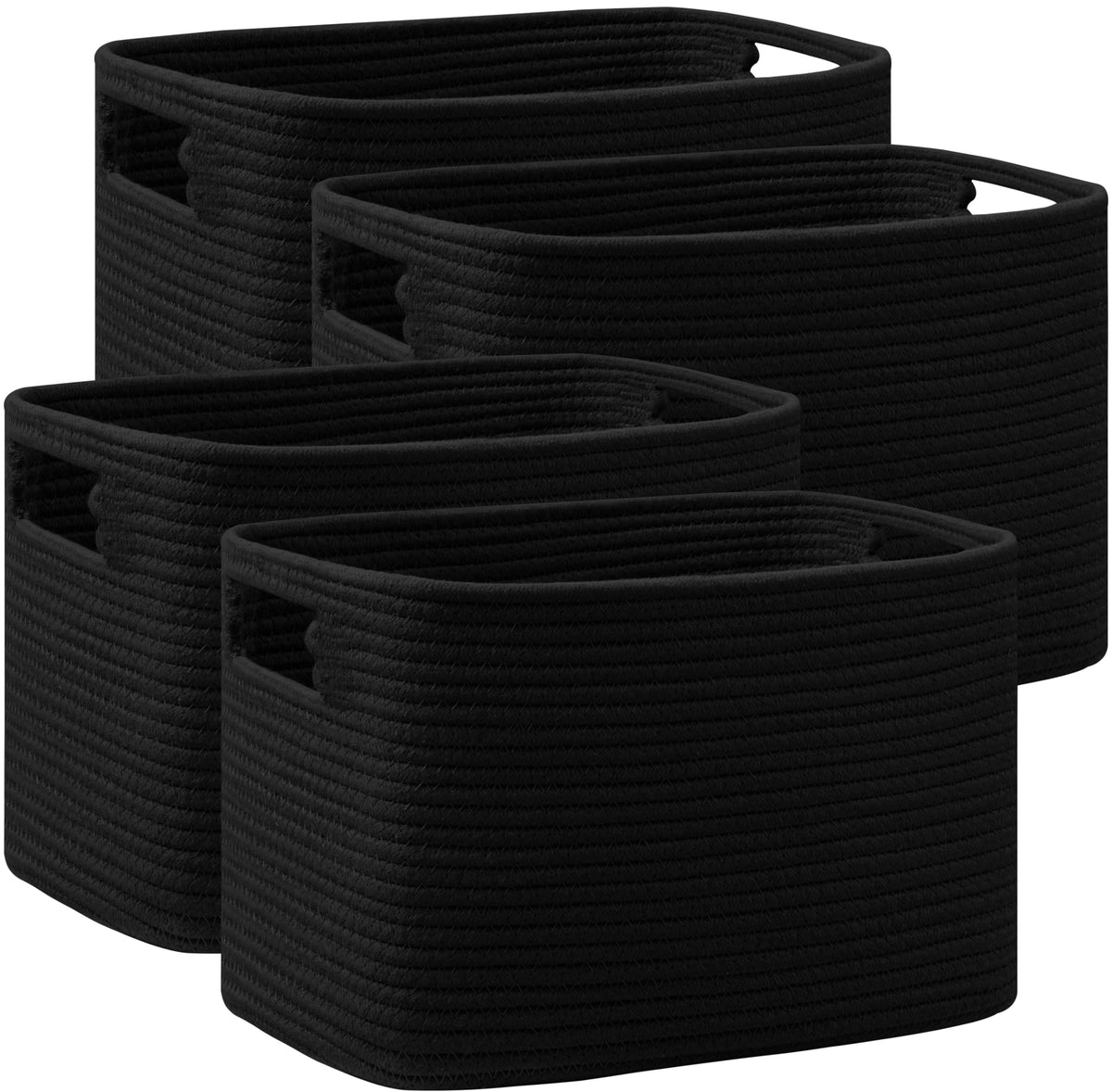 4 Pack Storage Baskets for Organizing, Woven Baskets for Shelves, Beige