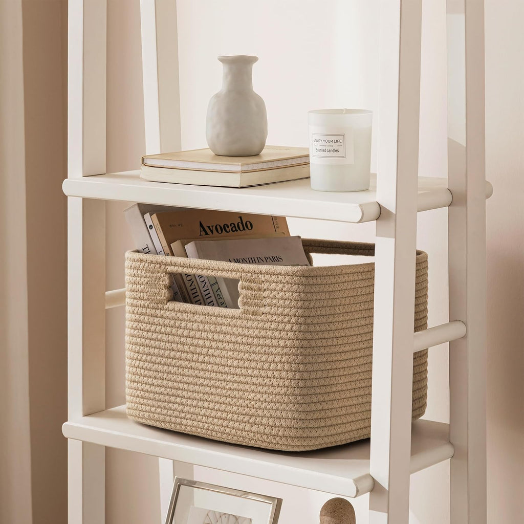 UBBCARE Storage Cubes 4 Pack, 11x 11x 7.8 Cube Storage Bin with Handles, Cotton Rope Baskets for Organizing, Woven Baskets for Shelf, Baby Nursery, Toy Storage, Closet, Classroom, Brown