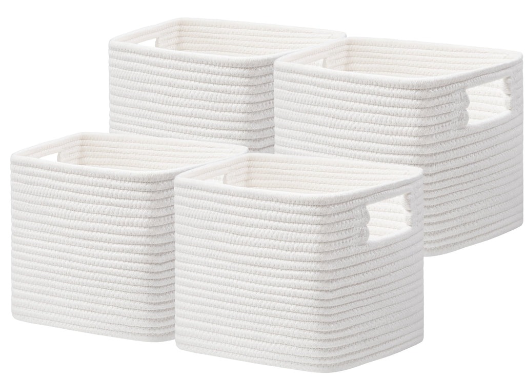 UBBCARE Storage Cubes 4 Pack, 11x 11x 7.8 Cube Storage Bin with Handles, Cotton Rope Baskets for Organizing, Woven Baskets for Shelf, Baby Nursery, Toy Storage, Closet, Classroom, Brown