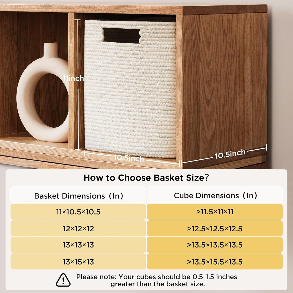 UBBCARE Storage Cubes 11 Inch, Cotton Rope Woven Baskets for Organizing, Cube Storage Bin for Baby Nursery, 2-Pack Square Toy Storage Baskets for Shleves Organizer, Closet, Kidsroom, Beige