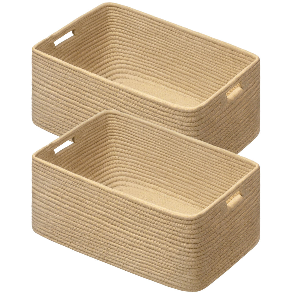 4 Pack Storage Baskets for Organizing, Woven Baskets for Shelves, Beige