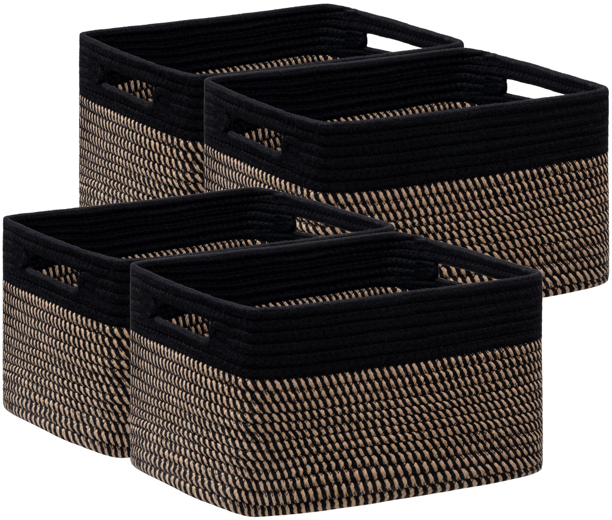 4 Pack Storage Baskets for Organizing, Woven Baskets for Shelves, Beige