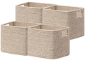 UBBCARE Storage Cubes 4 Pack, 11x 11x 7.8 Cube Storage Bin with Handles, Cotton Rope Baskets for Organizing, Woven Baskets for Shelf, Baby Nursery, Toy Storage, Closet, Classroom, Brown