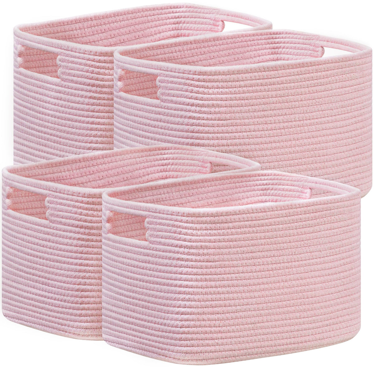 4 Pack Storage Baskets for Organizing, Woven Baskets for Shelves, Beige