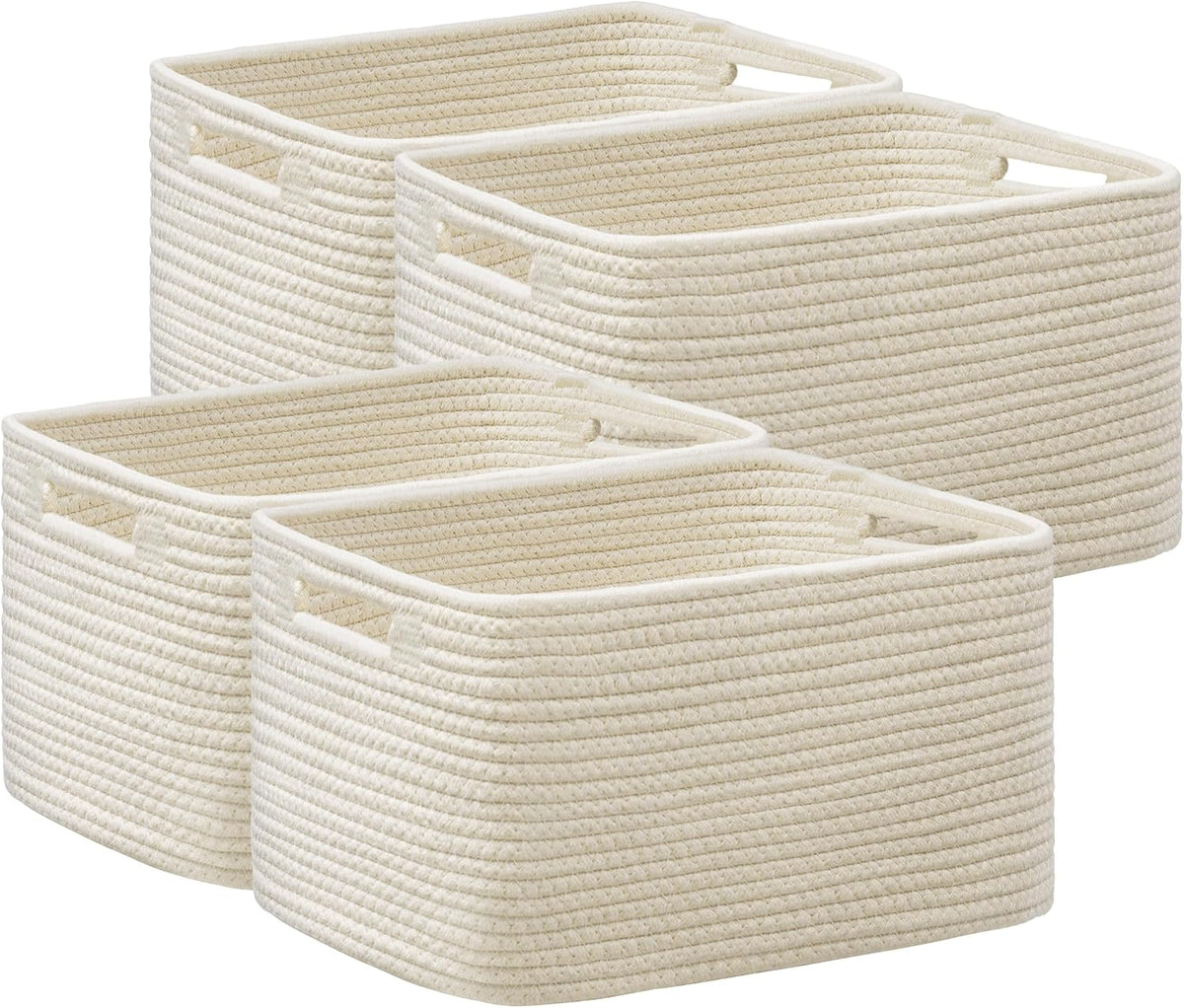 4 Pack Storage Baskets for Organizing, Woven Baskets for Shelves, Beige