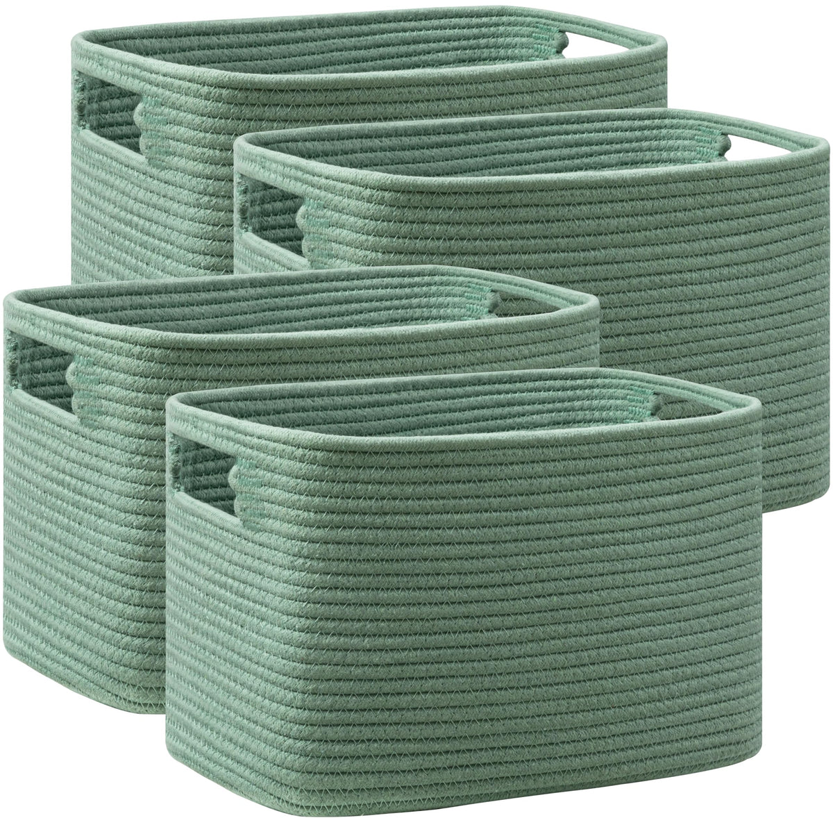4 Pack Storage Baskets for Organizing, Woven Baskets for Shelves, Beige