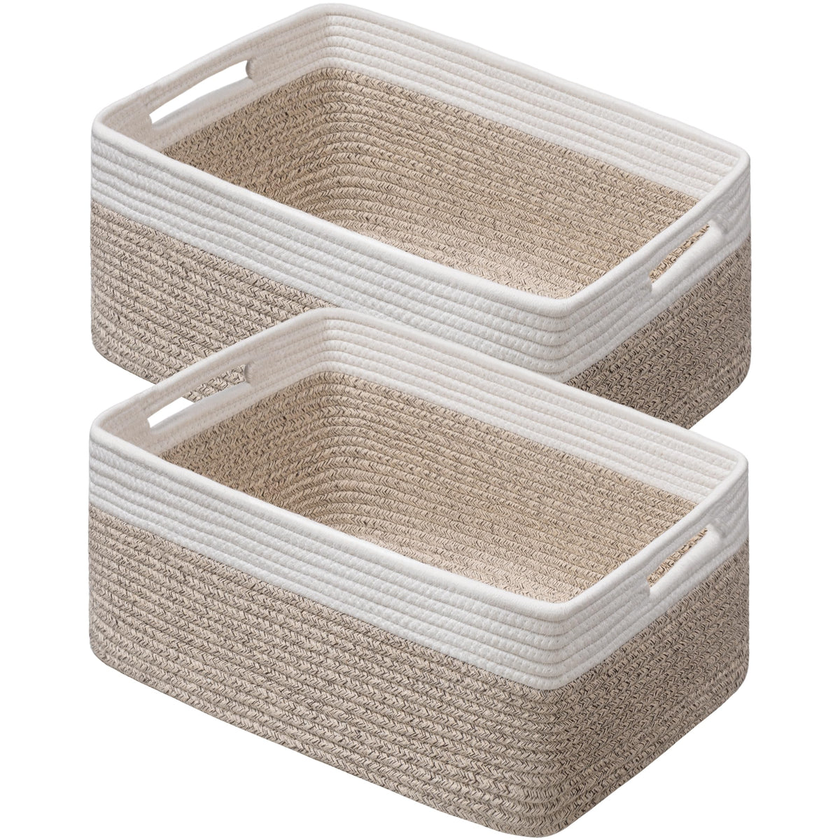 4 Pack Storage Baskets for Organizing, Woven Baskets for Shelves, Beige