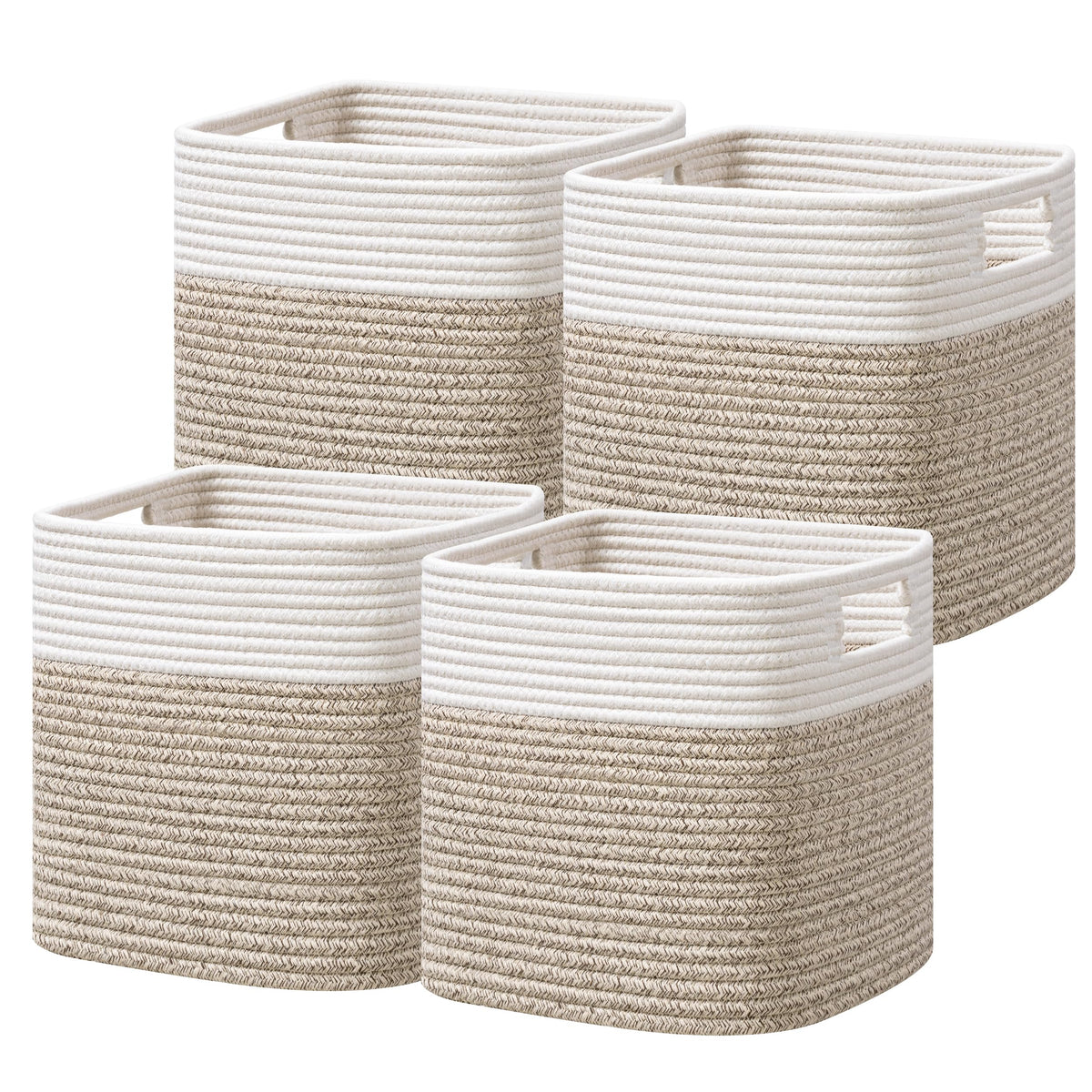 UBBCARE Storage Cubes 11 Inch, Cotton Rope Woven Baskets for Organizing, Cube Storage Bin for Baby Nursery, 2-Pack Square Toy Storage Baskets for Shleves Organizer, Closet, Kidsroom, Beige