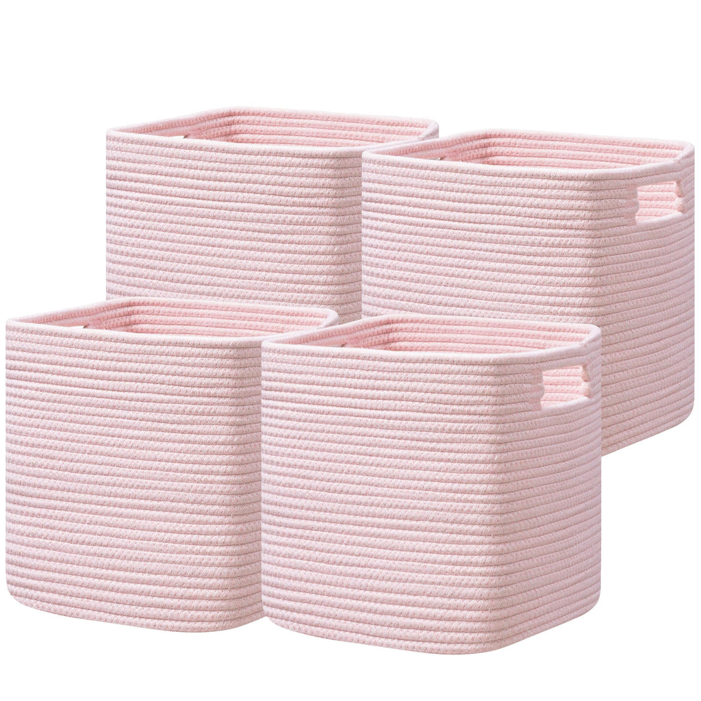 UBBCARE Storage Cubes 11 Inch, Cotton Rope Woven Baskets for Organizing, Cube Storage Bin for Baby Nursery, 2-Pack Square Toy Storage Baskets for Shleves Organizer, Closet, Kidsroom, Beige