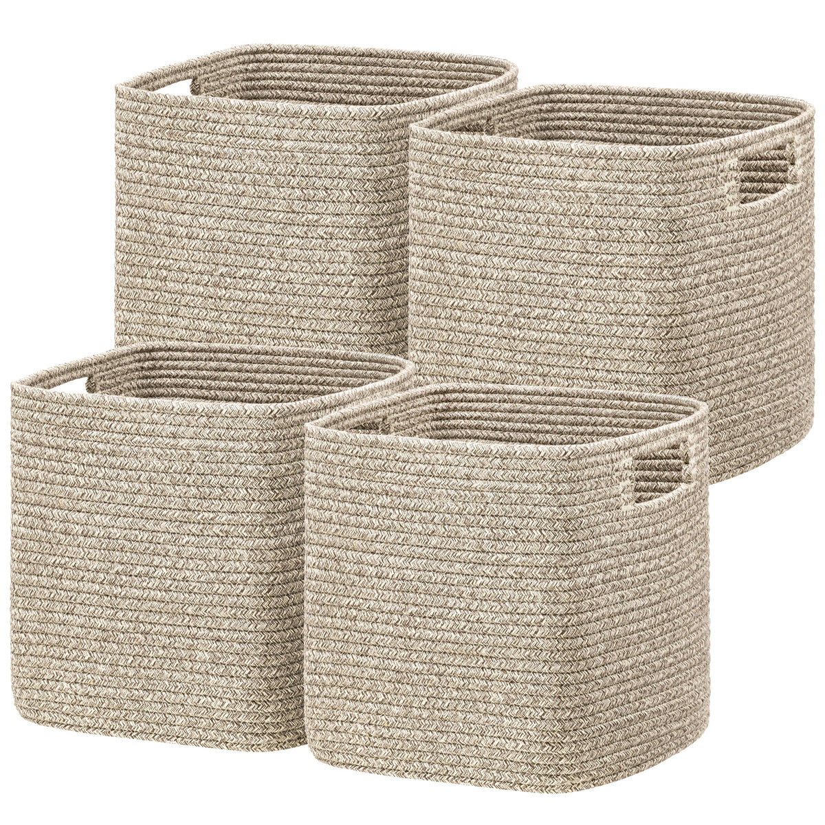 UBBCARE Storage Cubes 11 Inch, Cotton Rope Woven Baskets for Organizing, Cube Storage Bin for Baby Nursery, 2-Pack Square Toy Storage Baskets for Shleves Organizer, Closet, Kidsroom, Beige